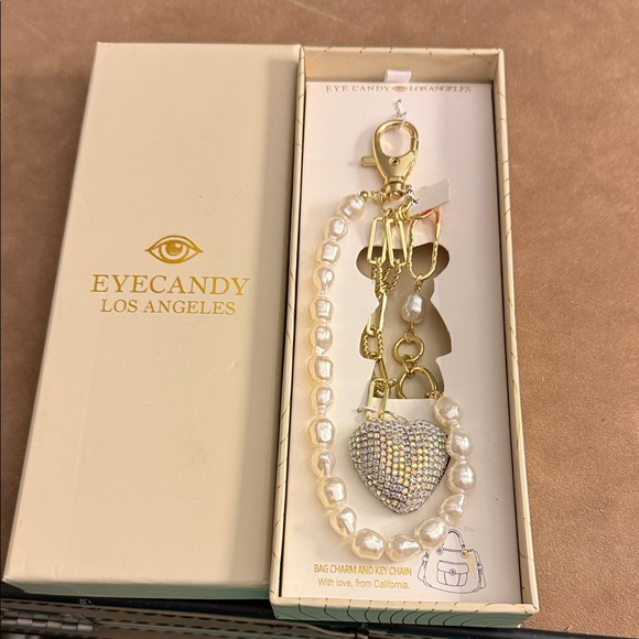 eye candy Accessories - Eye Candy Gold and Silver Heart and Pearl Keychain